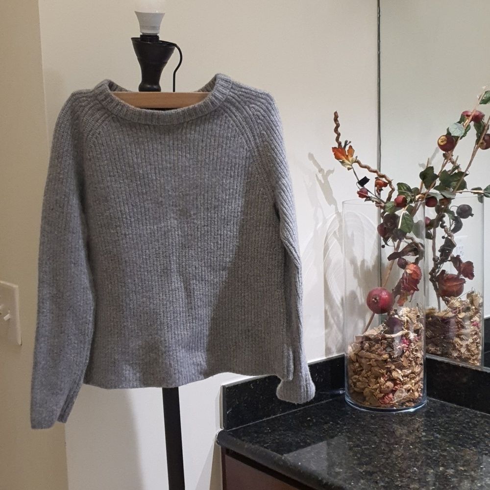 Jenni Kayne 100% Cashmere Fisherman Sweater Knit in Gray Size M